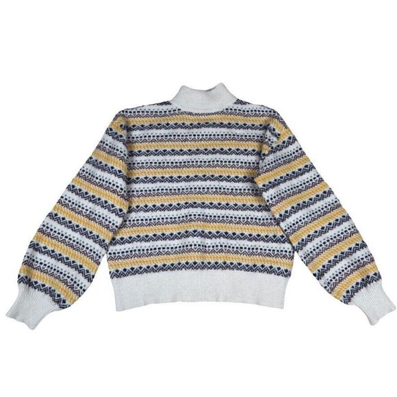 St Johns Bay Knit Fair Isle Sweater Womens M Ivory Cabin Cozy Ski Snow - Picture 3 of 10